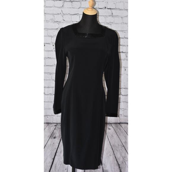 d'ore by DELLA ROUFOGALI Beaded Cocktail Evening Long Sleeve Sheath Dress Size 6 - Picture 4 of 8